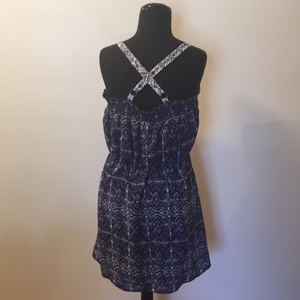 Rewind Blue and White Geometric Print Sundress, L - Picture 3 of 5